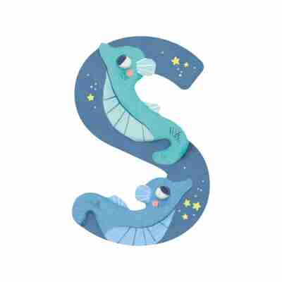 Lettre bois S bleu – L’alphabet