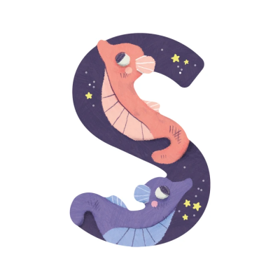 Lettre bois S violet – L’alphabet