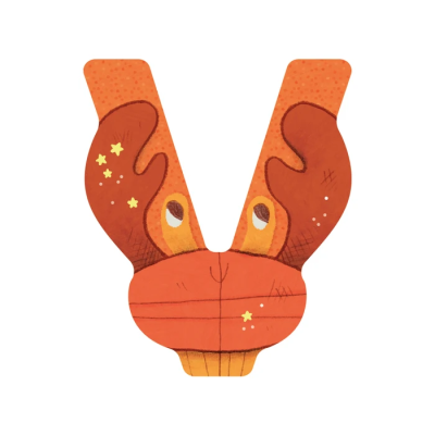 Lettre bois V orange – L’alphabet