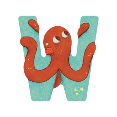 Lettre bois W bleu – L’alphabet
