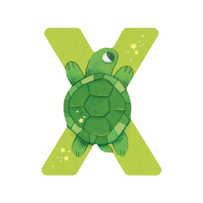 Lettre bois X vert – L’alphabet