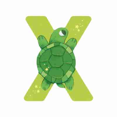 Lettre bois X vert – L’alphabet