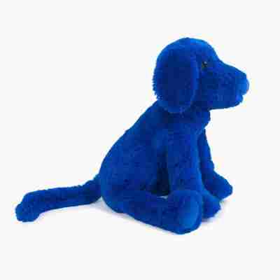 Peluche Chien bleu École des loisirs vue de profil