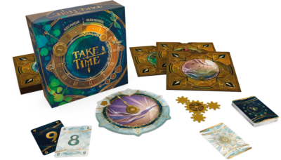 Contenu du jeu Take Time avec cadran et cartes
