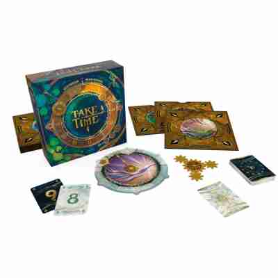 Contenu du jeu Take Time avec cadran et cartes