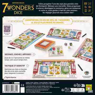 Dos de la boîte 7 Wonders Dice Repos Production