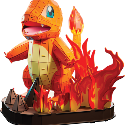 Maquette 4D Build Salamèche debout au milieu des flammes