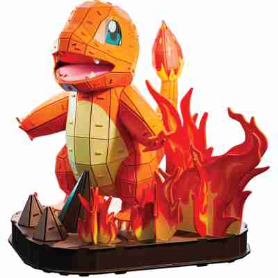 Maquette 4D Build Salamèche debout au milieu des flammes