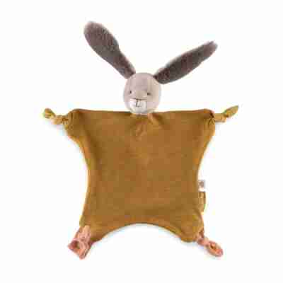 Doudou lapin ocre étendu avec nœuds – Moulin Roty