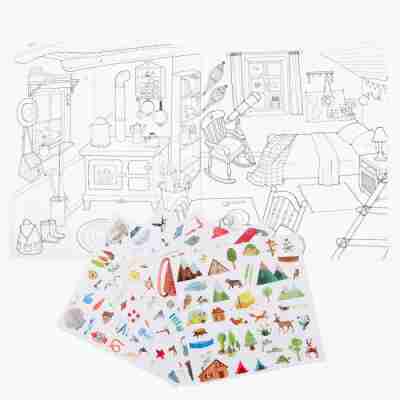 Pages de coloriage et planches de stickers exploration