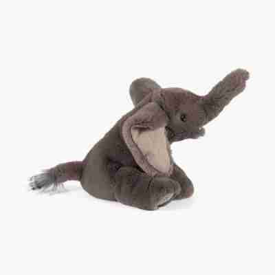 Petit éléphant Moulin Roty – vue de profil assise