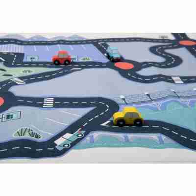 Tapis circuit de voitures Avenue du Moulin déployé au sol