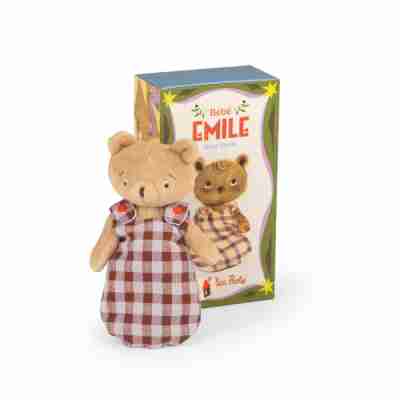 Bébé Émile Le petit ours Moulin Roty avec sa boîte Les Minouchkas