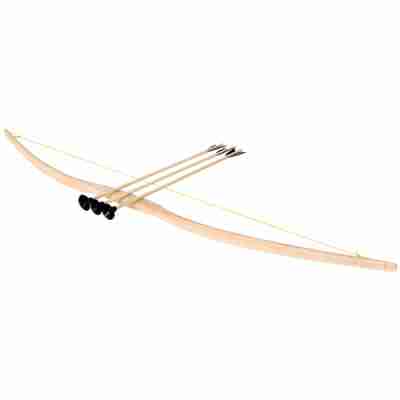 Arc en bois Bartl avec trois flèches à embouts en caoutchouc