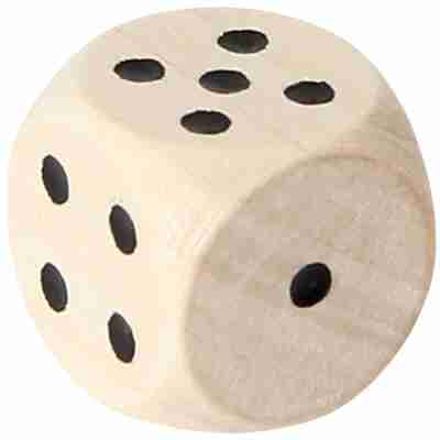 Dé en bois Bartl de 16 mm avec points noirs