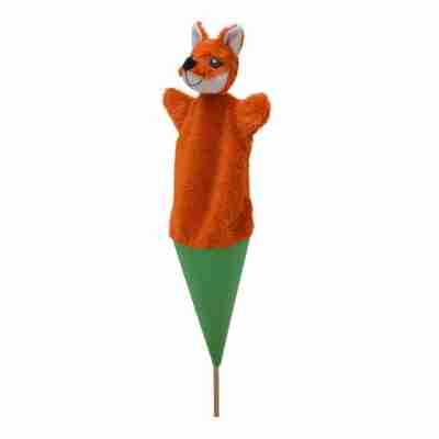 Marotte renard Bass & Bass en textile avec cône vert fleuri