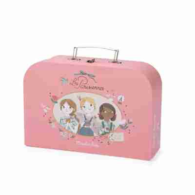 Valise dînette thé métal Moulin Roty fermée avec illustrations délicates