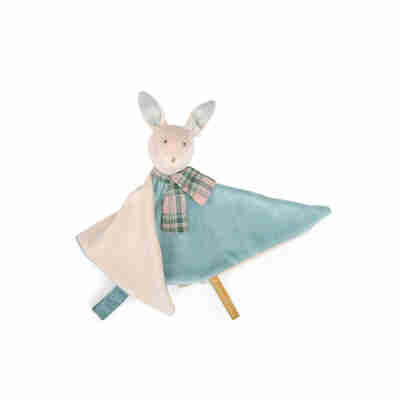 Détail de l’attache-tétine du doudou lapin bébé