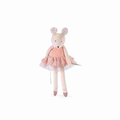 Poupée souris ballerine rose vue de profil avec tutu rayé