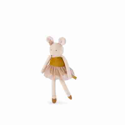 Ptit Loustic – Magasin de jeux et jouets à Saint-Étienne 85 Poupée souris ballerine dorée vue de profil avec tutu en tulle