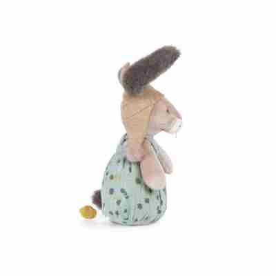 Lapin musical bébé Trois petits lapins vu de profil avec pompon musical