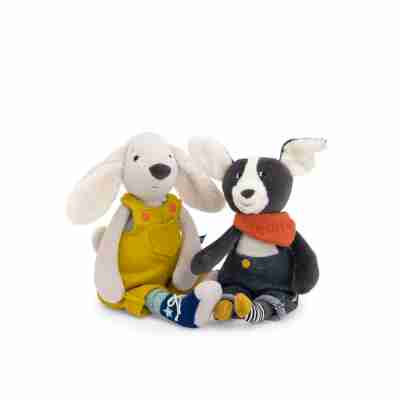 Poupées Pilou et Puce assises ensemble collection Puce & Pilou