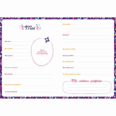 Pages intérieures du carnet secret bijou scintillant Auzou