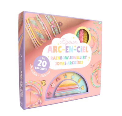 Coffret créatif Bijoux arc-en-ciel Auzou avec perles, fils et charms colorés
