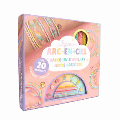 Coffret créatif Bijoux arc-en-ciel Auzou avec perles, fils et charms colorés