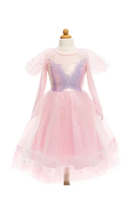 Robe rose Élégante Great Pretenders vue de face avec corsage à sequins irisés