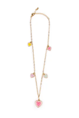 Détail des pendentifs cœur pastel collier Beloved Beauty