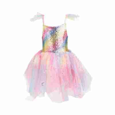 Robe de fée arc-en-ciel scintillante avec jupe pastel et sequins