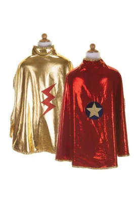 Cape Super Heros réversible rouge avec étoile dorée Great Pretenders