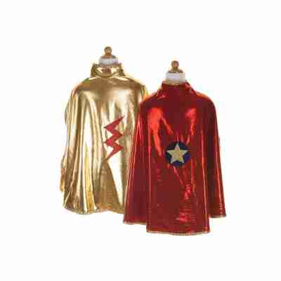Cape Super Heros réversible rouge avec étoile dorée Great Pretenders