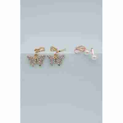 Détail boucles d’oreilles enfant papillon irisé et perle