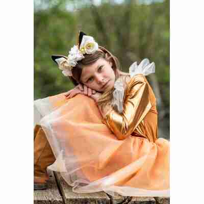 Détail de la jupe en tulle ombré pailleté