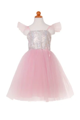 Robe de princesse enfant rose et argent à paillettes Great Pretenders
