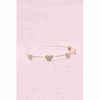 Serre-tête enfant or rose avec cœurs strass scintillants
