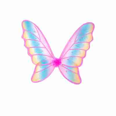 Ailes arc-en-ciel pailletées rose fuchsia Great Pretenders vue de face