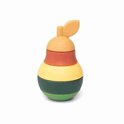 Poire à empiler Little L vert et orange en silicone alimentaire