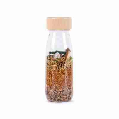 Bouteille sensorielle Petit Boum avec animaux de la forêt miniatures