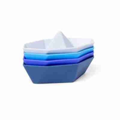 Bateaux de bain Little L empilés en silicone bleu