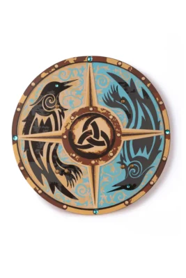 Bouclier viking enfant motifs oiseaux Great Pretenders