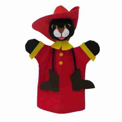 Marionnette Chat Botté Bass & Bass avec chapeau rouge et costume
