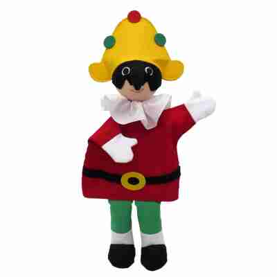 Marionnette Polichinelle Bass & Bass avec chapeau jaune et masque noir