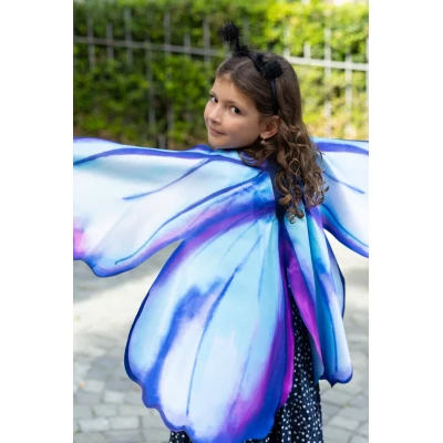 Enfant portant des ailes de papillon bleu et violet Great Pretenders