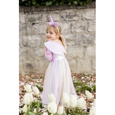 Déguisement licorne enfant avec robe pastel et bandeau