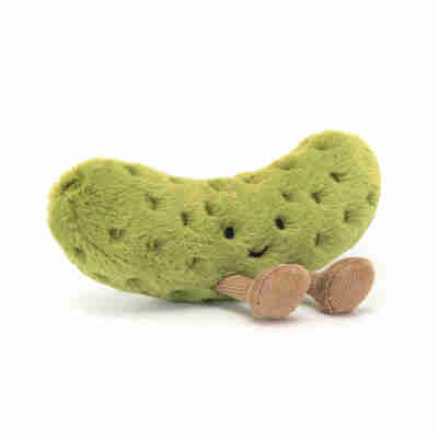 Peluche cornichon Jellycat Amuseables Pickle avec sourire brodé