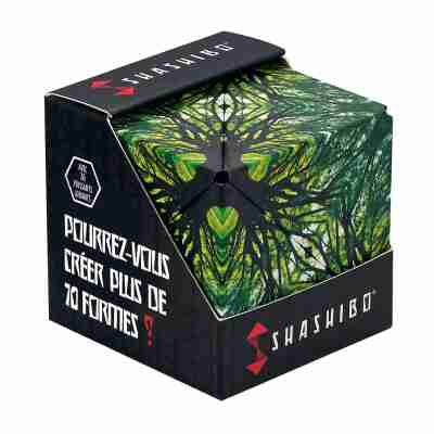 Boîte du Shashibo Elements avec cube magnétique illustré