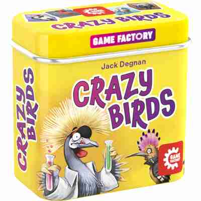 Boîte du jeu Crazy Birds avec illustrations d’oiseaux humoristiques